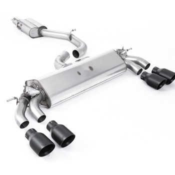 Audi S3 8V.2 - Resonated (Quieter) GPF/OPF-Back Exhaust System with Quad Round Cerakote Black Tips - Cerakote Black - GT