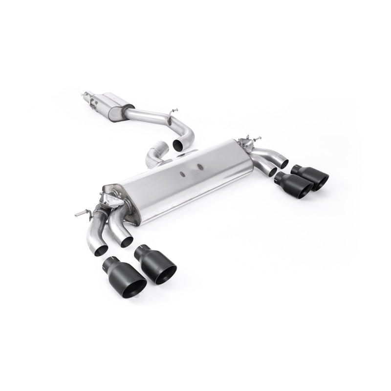Audi S3 8V.2 - Resonated (Quieter) GPF/OPF-Back Exhaust System with Quad Round Cerakote Black Tips - Cerakote Black - GT