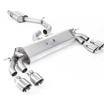 Audi S3 8V.2 - Resonated (Quieter) GPF/OPF-Back Exhaust System with Quad Round Polished Tips - Polished - GT