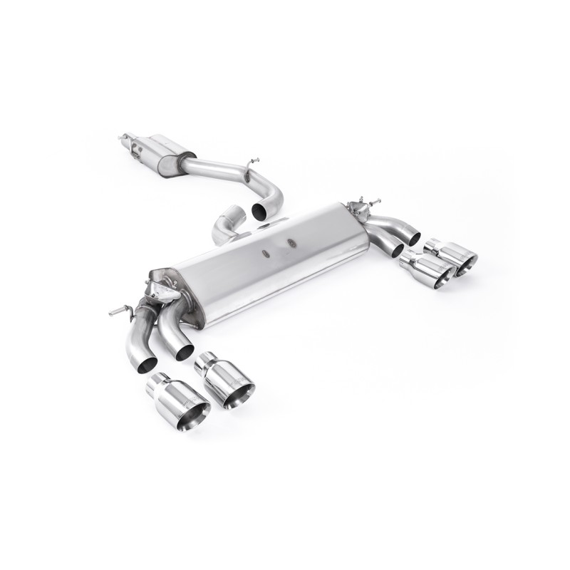Audi S3 8V.2 - Resonated (Quieter) GPF/OPF-Back Exhaust System with Quad Round Polished Tips - Polished - GT