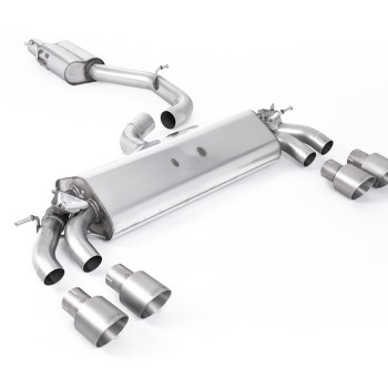 Audi S3 8V.2 - Resonated (Quieter) GPF/OPF-Back Exhaust System with Quad Round Titanium Trims - Brushed Titanium - GT