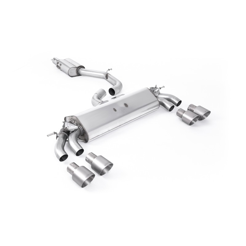 Audi S3 8V.2 - Resonated (Quieter) GPF/OPF-Back Exhaust System with Quad Round Titanium Trims - Brushed Titanium - GT