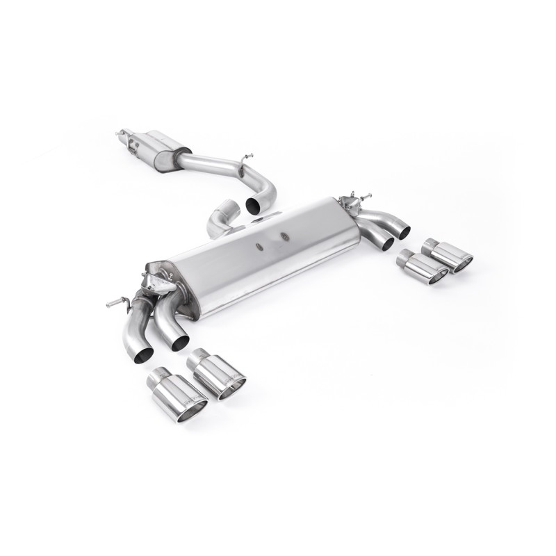 Audi S3 8V.2 - Resonated (Quieter) GPF/OPF-Back Exhaust System with Quad Oval Polished Tips - Polished - Oval (Jet)