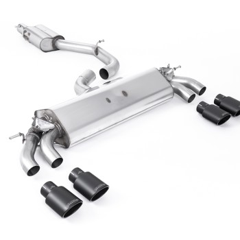 Audi S3 8V.2 - Resonated (Quieter) GPF/OPF-Back Exhaust System with Quad Oval Cerakote Black Trims - Cerakote Black - Oval (Jet)