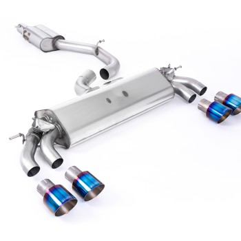 Audi S3 8V.2 - Resonated (Quieter) GPF/OPF-Back Exhaust System with Quad Round Burnt Titanium Tips - Burnt Titanium - GT