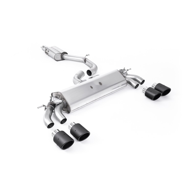 Audi S3 8V.2 - Resonated (Quieter) GPF/OPF-Back Exhaust System with Quad Round Carbon Trims - Carbon Fibre - Jet