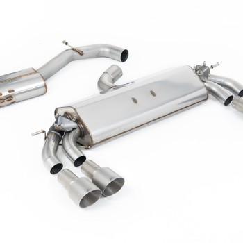Audi S3 8V.2 Sportback - Resonated (Quieter) GPF/OPF-Back Exhaust System with Quad Round Titanium Trims - Brushed Titanium - GT