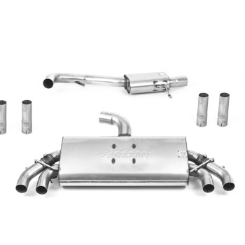 Audi S3 8V.2 - Resonated (Quieter) GPF/OPF-Back Exhaust System with Quad Round Cerakote Black Trims - Cerakote Black