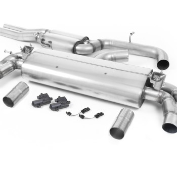 Audi RS3 8V - Resonated (Quieter) Cat-Back Exhaust System with Titanium Oval Trims - Brushed Titanium
