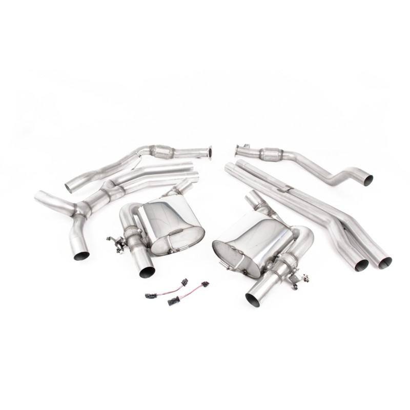 Audi RS4 B9 Avant/Sportback - Non-Resonated Cat-Back Race Exhaust System (Louder) with Titanium Oval Trims - Brushed Titanium