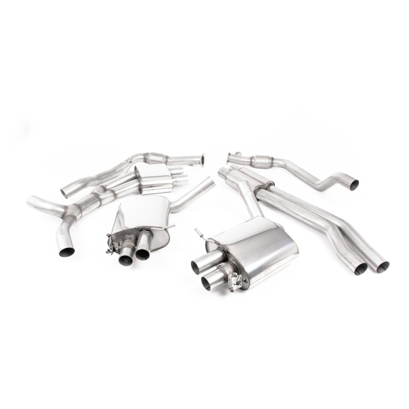 Audi RS5 B9 Non GPF Models - Resonated (Quieter) Cat-Back Exhaust System with Titanium Oval Trims - Brushed Titanium