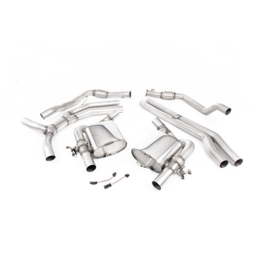 Audi RS5 B9 GPF Models - Non-Resonated Race Cat-Back Exhaust System (Loudest) with Cerakote Black Oval Trims - Cerakote Black