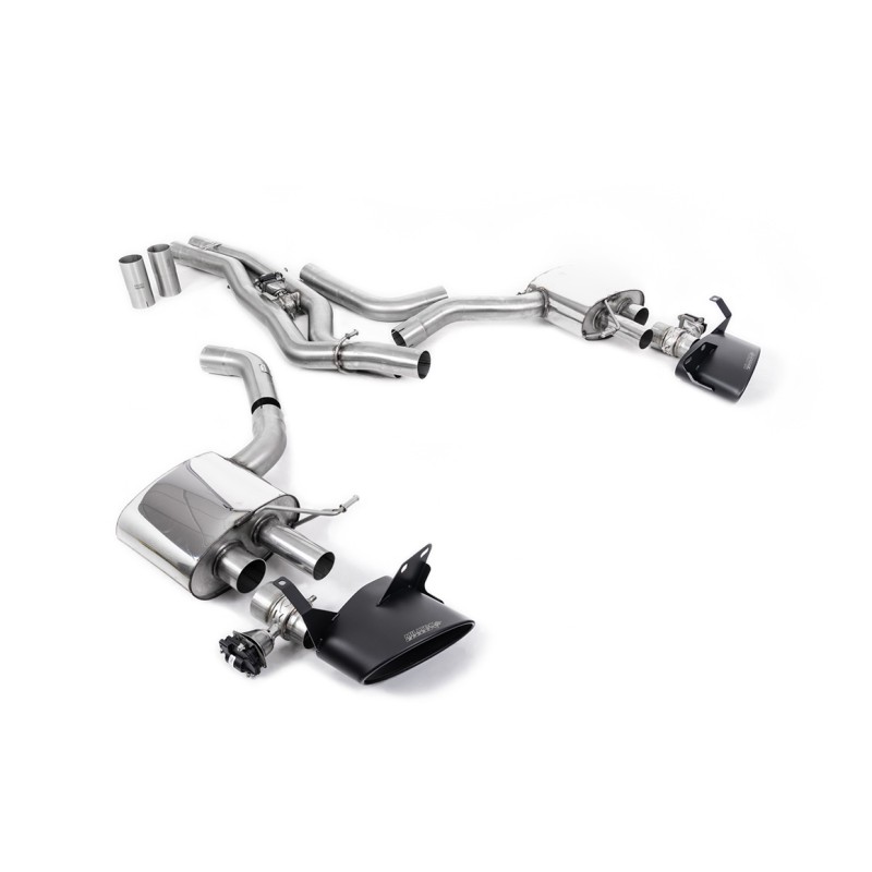 Audi RS6/RS7 C8 - Front Silencer Back System (Twin 80mm) with Cerakote Black Oval Trims - Cerakote Black