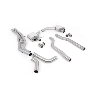 Audi RS6/RS7 C8 - Non Resonated Cat Back System (Twin 80mm) with Cerakote Black Oval Trims - Louder - (OE Requires Cutting) - Cerakote Black