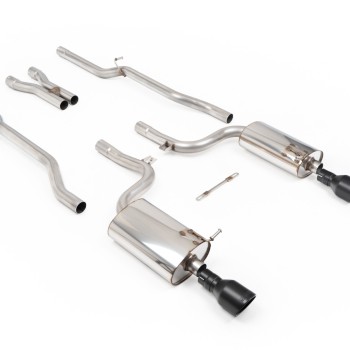Audi S4 B6 - Non-Resonated (Louder) Cat-Back Exhaust System with Jet-100 Cerakote Black Trims - Cerakote Black - Jet