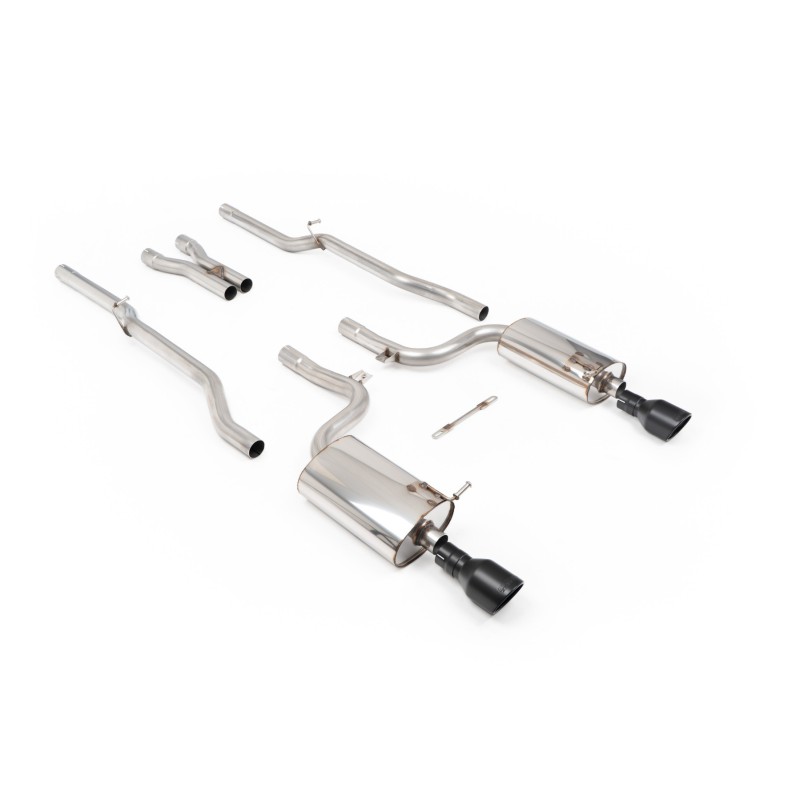 Audi S4 B6 - Non-Resonated (Louder) Cat-Back Exhaust System with Jet-100 Cerakote Black Trims - Cerakote Black - Jet