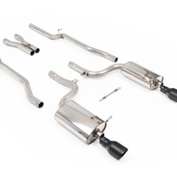 Audi S4 B6 - Non-Resonated (Louder) Cat-Back Exhaust System with GT-100 Cerakote Black Trims - Cerakote Black - GT