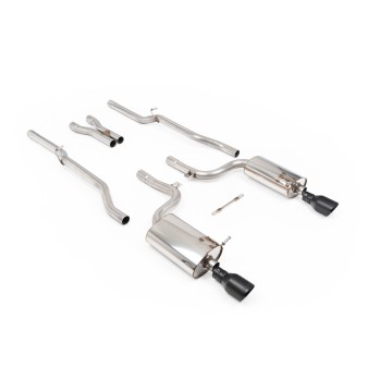 Audi S4 B6 - Non-Resonated (Louder) Cat-Back Exhaust System with GT-100 Cerakote Black Trims - Cerakote Black - GT