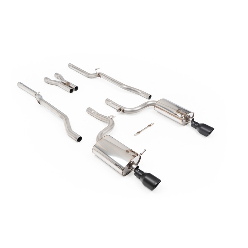 Audi S4 B6 - Non-Resonated (Louder) Cat-Back Exhaust System with GT-100 Cerakote Black Trims - Cerakote Black - GT