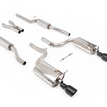 Audi A4 V6/S4 V8 B6 - Resonated (Quieter) Cat-Back Exhaust System with GT-100 Cerakote Black Trims - Cerakote Black - GT