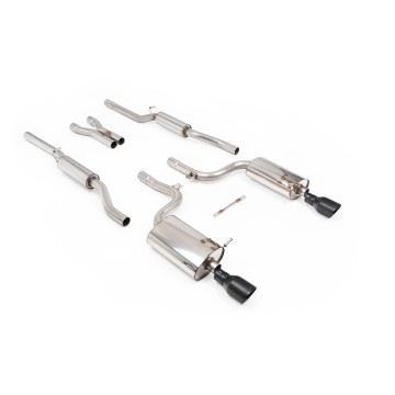 Audi A4 V6/S4 V8 B6 - Resonated (Quieter) Cat-Back Exhaust System with GT-100 Cerakote Black Trims - Cerakote Black - GT