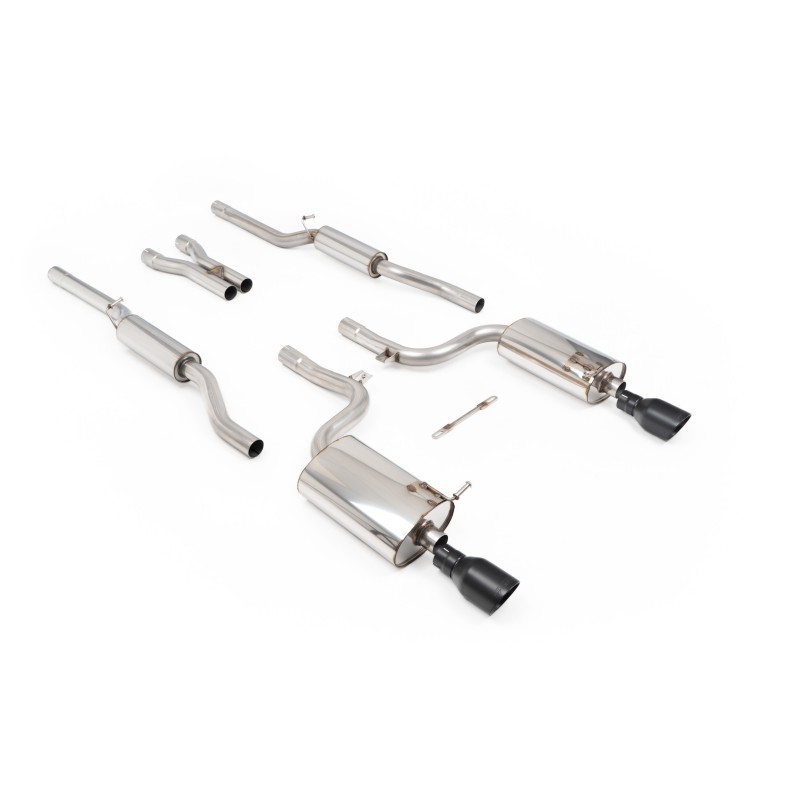 Audi A4 V6/S4 V8 B6 - Resonated (Quieter) Cat-Back Exhaust System with GT-100 Cerakote Black Trims - Cerakote Black - GT