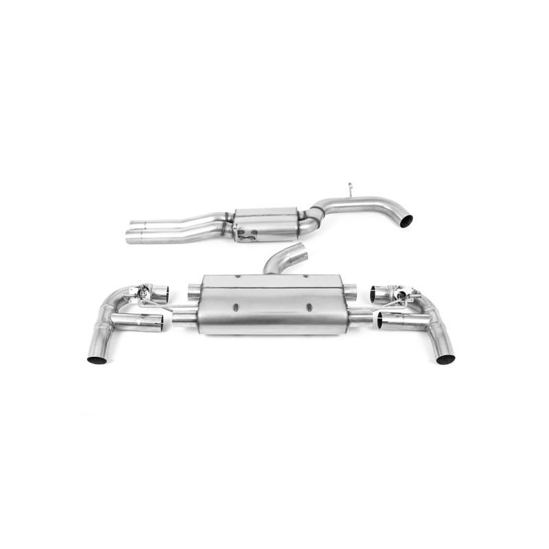 Audi RS3 8V Facelift - 80MM Resonated (Quieter) Cat-Back Exhaust System with Titanium Trims - Brushed Titanium