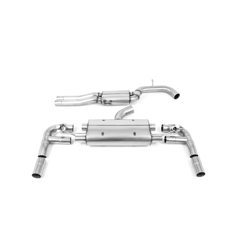 Audi RS3 8V - 80MM Resonated (Quieter) Cat-Back Exhaust System with Titanium Trims - Brushed Titanium