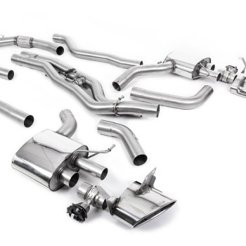 Audi RS6/RS7 C8 - Non Resonated Cat Back System (Twin 80mm) with Polished Oval Trims - Louder - (No Cutting Required - Flanged To OE Downpipes) - Polished