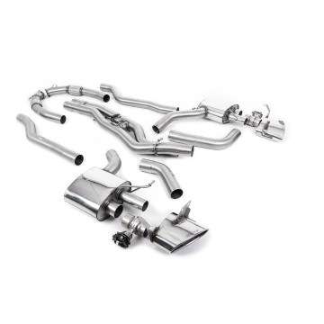 Audi RS6/RS7 C8 - Non Resonated Cat Back System (Twin 80mm) with Polished Oval Trims - Louder - (No Cutting Required - Flanged To OE Downpipes) - Polished