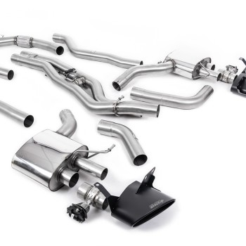 Audi RS6/RS7 C8 - Non Resonated Cat Back Back System (Twin 80mm) with Cerakote Black Oval Trims - Louder - (No Cutting Required - Flanged To OE Downpipes) - Cerakote Black