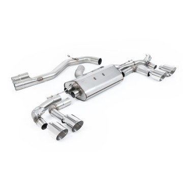 Audi S3 8Y Sportback GPF models - 80mm Non-Resonated (Louder) Cat-Back Exhaust System with Polished Trims - Polished