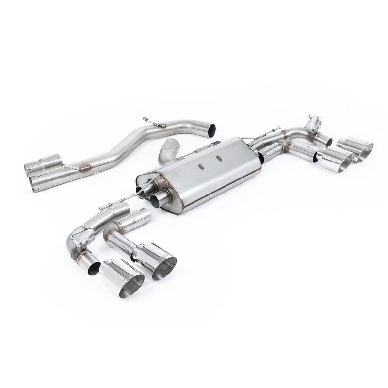 Audi S3 8Y Sportback GPF models - 80mm Non-Resonated (Louder) Cat-Back Exhaust System with Polished Trims - Polished