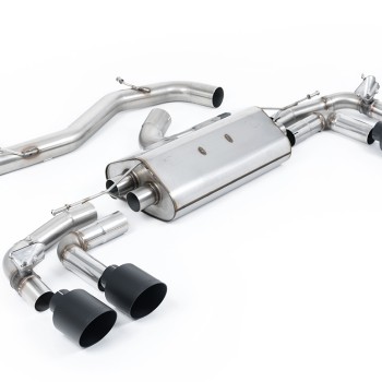 Audi S3 8Y Sportback GPF models - 80mm Non-Resonated (Louder) Cat-Back Exhaust System with Cerakote Black Trims - Cerakote Black