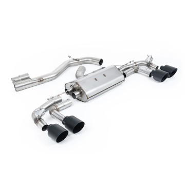 Audi S3 8Y Sportback GPF models - 80mm Non-Resonated (Louder) Cat-Back Exhaust System with Cerakote Black Trims - Cerakote Black