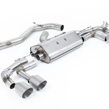 Audi S3 8Y Sportback GPF models - 80mm Non-Resonated (Louder) Cat-Back Exhaust System with Titanium Trims - Brushed Titanium