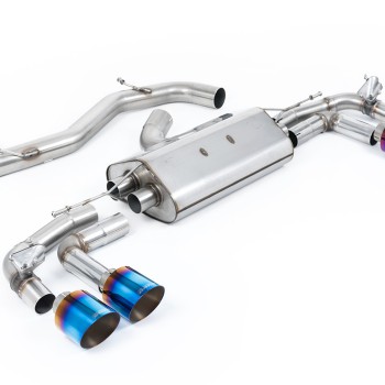 Audi S3 8Y Sportback GPF models - 80mm Non-Resonated (Louder) Cat-Back Exhaust System with Burnt Titanium Trims - Burnt Titanium