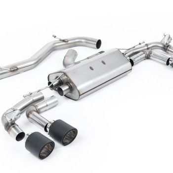 Audi S3 8Y Sportback GPF models - 80mm Non-Resonated (Louder) Cat-Back Exhaust System with Carbon Trims - Carbon Fibre