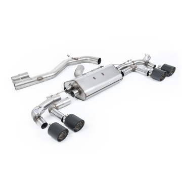 Audi S3 8Y Sportback GPF models - 80mm Non-Resonated (Louder) Cat-Back Exhaust System with Carbon Trims - Carbon Fibre