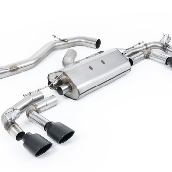 Audi S3 8Y Sportback GPF models - 80mm Non-Resonated (Louder) Cat-Back Exhaust System with Cerakote Black Oval Trims - Cerakote Black Ovals