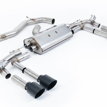 Audi S3 8Y - Part-Resonated Cat-Back Exhaust System with GT-115 Cerakote Black Tips - Cerakote Black - GT