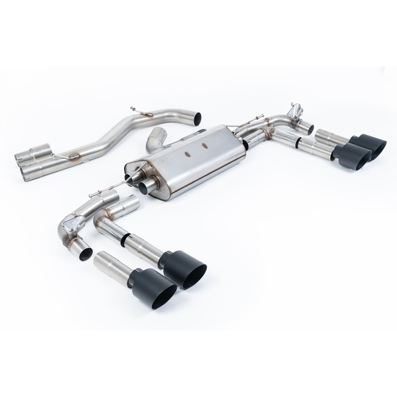Audi S3 8Y - Part-Resonated Cat-Back Exhaust System with GT-115 Cerakote Black Tips - Cerakote Black - GT