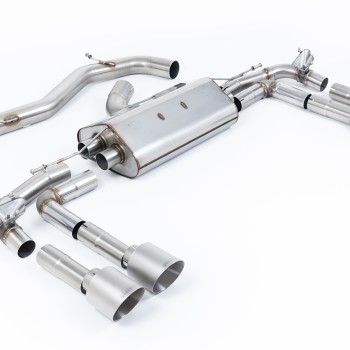 Audi S3 8Y - Part-Resonated Cat-Back Exhaust System with GT-115 Brushed Titanium Tips - Brushed Titanium - GT