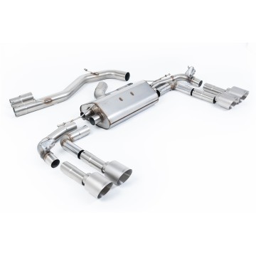 Audi S3 8Y - Part-Resonated Cat-Back Exhaust System with GT-115 Brushed Titanium Tips - Brushed Titanium - GT