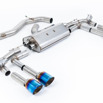 Audi S3 8Y - Part-Resonated Cat-Back Exhaust System with Burnt Titanium Trims - Burnt Titanium - GT