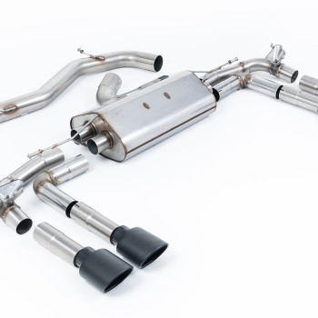 Audi S3 8Y - Part-Resonated Cat-Back Exhaust System with Cerakote Black Oval Trims - Cerakote Black - Oval (Jet)