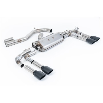 Audi S3 8Y - Part-Resonated Cat-Back Exhaust System with Cerakote Black Oval Trims - Cerakote Black - Oval (Jet)