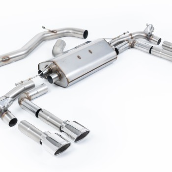 Audi S3 8Y - Part-Resonated Cat-Back Exhaust System with Polished Oval Tips - Polished - Oval (Jet)