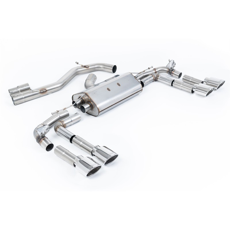 Audi S3 8Y - Part-Resonated Cat-Back Exhaust System with Polished Oval Tips - Polished - Oval (Jet)