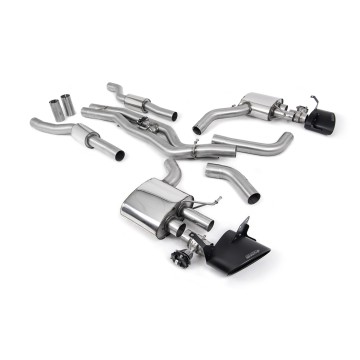 Audi RS6/RS7 C8 - Resonated (Quieter) Cat Back System (Twin 80mm) with Cerakote Black Oval Trims - Cerakote Black